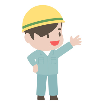案内する作業員 男,案内,説明,笑顔,丁寧,コミュニケーション,指示,サポート,案内役,信頼のイラスト素材