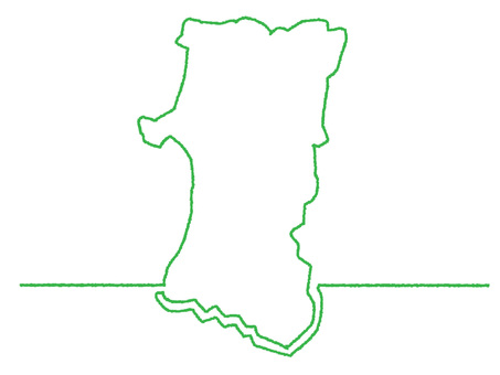 秋田の一筆書き 秋田,地図,一筆,線画,手描き,挿絵,ワンポイント,素材,商用可,無料のイラスト素材