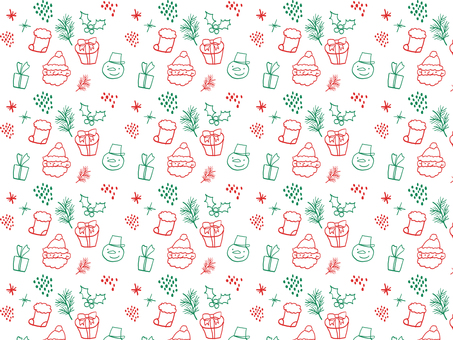 手書きのかわいいクリスマス背景　線画1 クリスマス,冬,背景,手描き,サンタクロース,キラキラ,雪の結晶,雪,星,サンタのイラスト素材