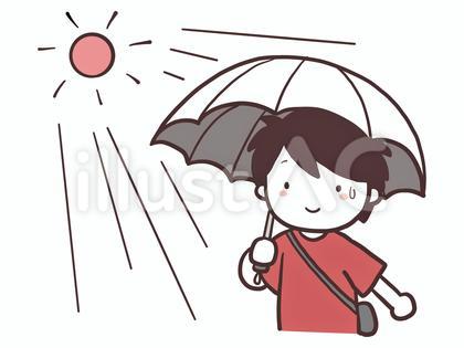 日傘をさす男性(ピンク)