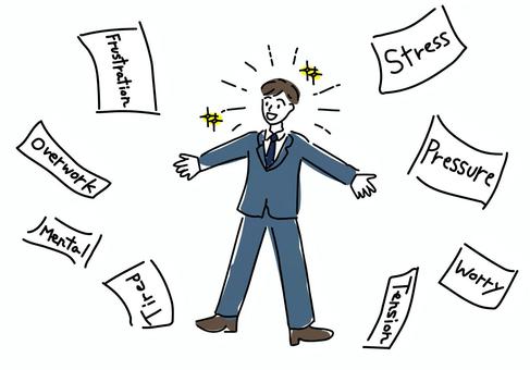 仕事から解放された会社員のイメージ 転職,会社員,退職,ストレス,解放,メンタルヘルス,男性,書類,プレッシャー,重圧のイラスト素材
