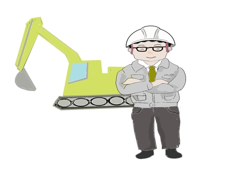 現場監督 工事,監督,建築,ブルドーザー,ヘルメット,現場監督,工事中,仕事,工事現場,男の人のイラスト素材