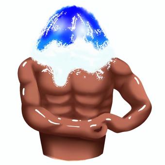 筋肉マグカップ入り　かき氷　ブルーハワイ かき氷,ブルーハワイ,筋肉,マグカップ,青のイラスト素材