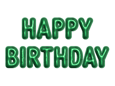 バルーン文字 誕生日 グリーン 緑 グリーン,緑,happy,birthday,誕生日おめでとう,3d,風船文字,風船,飾り,立体文字のイラスト素材
