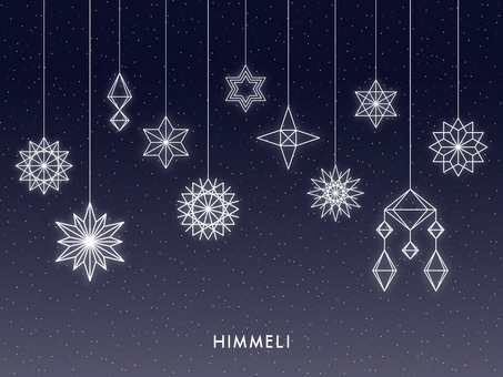 ヒンメリ2_ネイビー_線白CS6 クリスマス,オーナメント,飾り,ヒンメリ,シンプル,イルミネーション,装飾,キラキラ,きらめき,雪のイラスト素材
