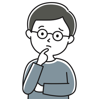 疑問 上半身 男性_顔白-影 GLM 男性,メンズ,疑問,考える,悩み,気になる,なんで,思考,考え中,選ぶのイラスト素材