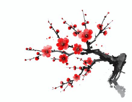 梅の花のイラスト 梅,梅の花,花,和風,水墨画,和柄,日本風,春,和風背景,季節のイラスト素材