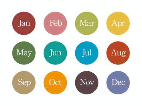 シンプルな月アイコン（丸・英語）03 月,月アイコン,カレンダー,1月,2月,3月,4月,5月,6月,7月のイラスト素材