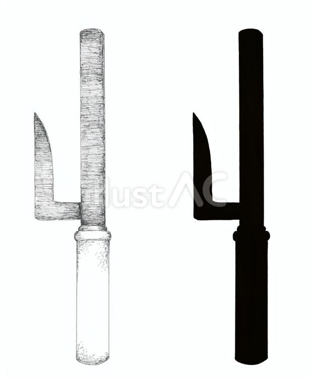 十手をイメージした手描きイラスト 十手,武器,日本のイラスト素材