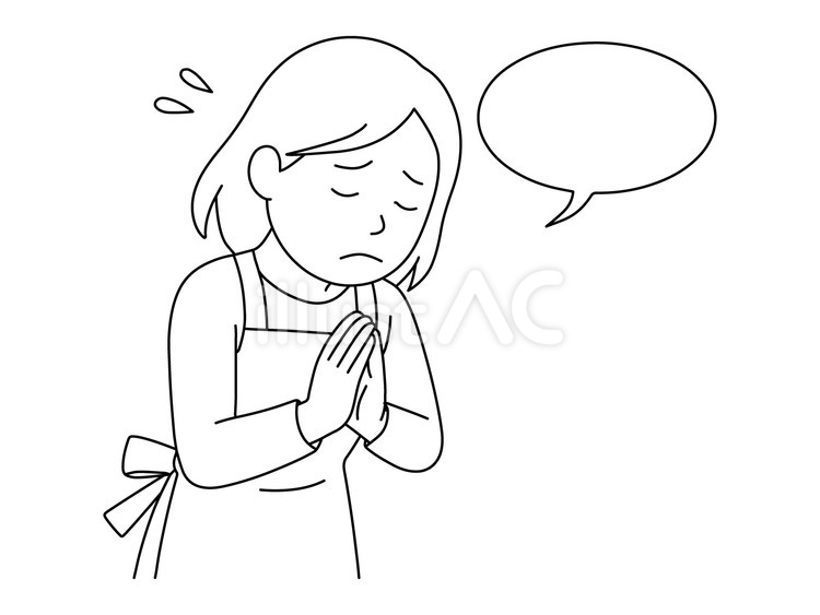 申し訳ない気持ちでいっぱいの平身低頭主婦 主婦,女性,人間のイラスト素材