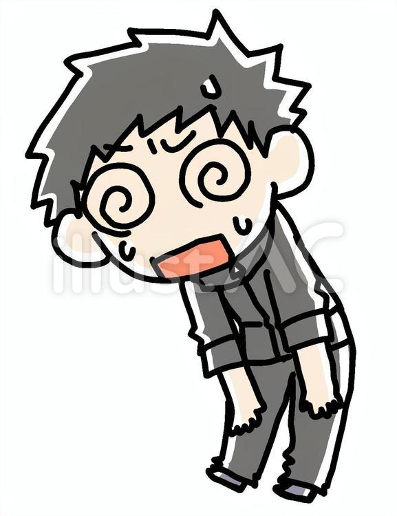 苦しいジャージの男性 苦しい,汗,男性のイラスト素材