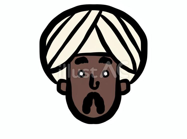 呆然とした顔のインド人 インド,インド人,ターバンのイラスト素材