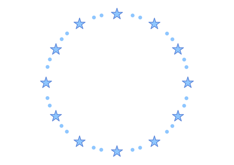 星とドットの丸フレーム（水色） フレーム,枠,飾り枠,星,光,キラキラ,天体,七夕,クリスマス,ドットのイラスト素材