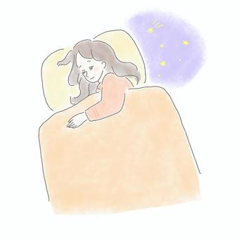 Illustration, sleep, female, night, 