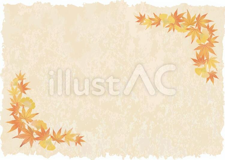 フレーム飾り枠秋冬紅葉もみじ銀杏和紙背景 紅葉,フレーム,和紙のイラスト素材