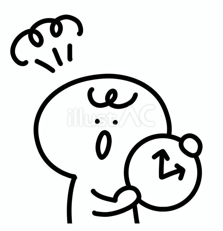 大きな時計の時刻を見せて怒る人 時計,怒る,見せるのイラスト素材
