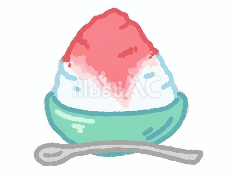 いちごシロップのかかったかき氷 かき氷,氷菓,氷のイラスト素材