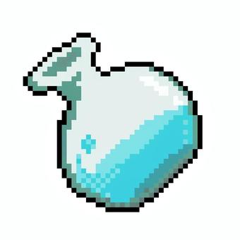 水色ポーション瓶のドット絵 ゲーム,アイテム,アイコン,ポーション,薬,ドット絵,ピクセルアートのイラスト素材