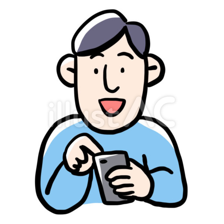 スマホを触る男性 スマホ,携帯電話,スマートフォンのイラスト素材