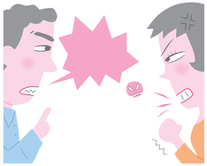 言い争い 言い争い,喧嘩,夫婦,激論,論争,男性,女性,人物,生活,カットのイラスト素材
