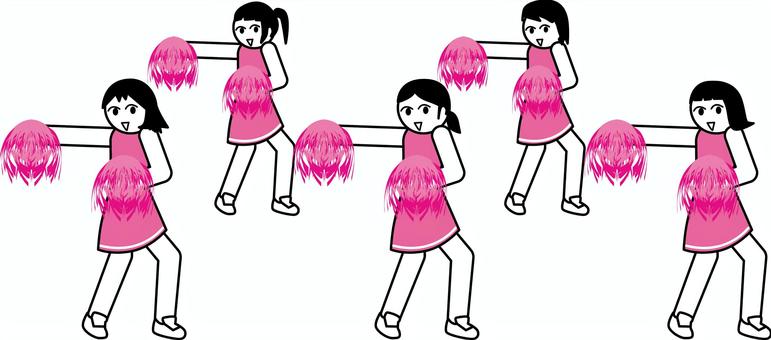 チアダンス　 チアダンス,ソングリーディング,チーム,団体,かわいい,デフォルメ,女子,人物のイラスト素材