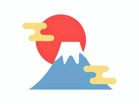 富士山のアイコン/和雲 アイコン,ベクター,富士山,日の出,冬,コピースペース,イラスト,素材,縁起物,年賀状のイラスト素材