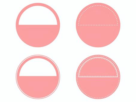 ピンクの半円入りラベル風フレームセット 半円,背景,丸,円,ロゴ,マーク,フレーム,あしらい,飾り枠,コピースペースのイラスト素材