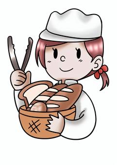 パン屋 パン屋,パン,人,女の子,生活のイラスト素材