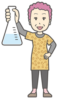  大阪のおばちゃん-218-全身 実験,おばちゃん,大阪,ヒョウ柄,おばはん,中年,女性,関西,派手,おばさんのイラスト素材