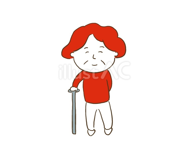 杖をつくおばあちゃん 介護,高齢者,福祉のイラスト素材