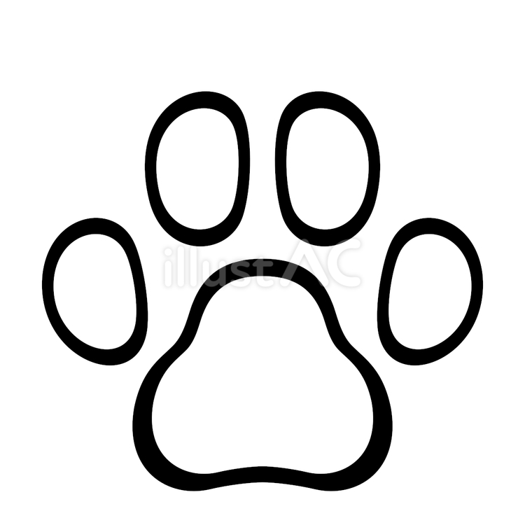 犬の足あと01（小型犬･爪なし）線画 犬,猫,動物のイラスト素材