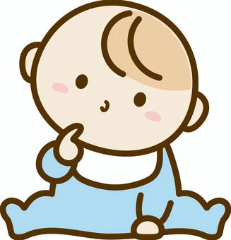 考える赤ちゃん03 赤ちゃん,人物,かわいい,考える,見上げる,思案する,乳児,イラスト,素材のイラスト素材