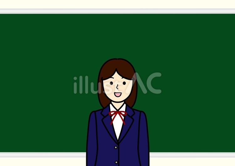 黒板と発表をしている女子学生 黒板,女子,学生のイラスト素材
