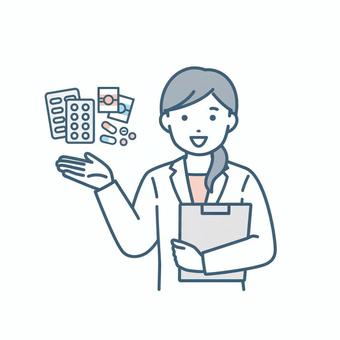 A woman in a white coat explaining medicine, JPG, PNG and AI A woman in a white coat explaining medicine, , JPG, PNG and AI