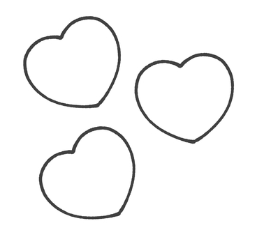 三つのハートの白黒手描きイラスト ハート,白黒,アイコン,手描き,シンプル,かわいい,モノクロ,線画,白のイラスト素材
