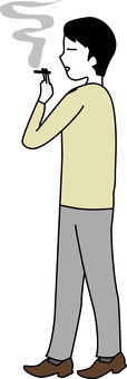 タバコ男性 タバコ,喫煙,休憩,煙,禁煙,人物,男性,線画のイラスト素材