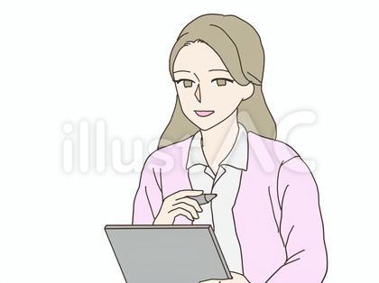 ボードとペンを持つ女性
