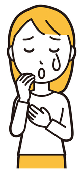 悲しそうに泣いている若い女性 泣く,女性,女の子,人,ロングヘア,若い,涙,悲しい,うるうる,困るのイラスト素材