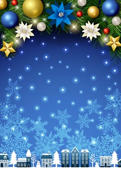 Christmas25212 ポインセチア,街並み,クリスマス,雪,結晶,かわいい,キラキラ,雪だるま,家,星のイラスト素材