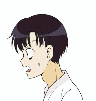 絶句する男性　横顔 人物,絶句,ショック,驚く,唖然,男性,横顔,冷や汗,困惑,あんぐりのイラスト素材