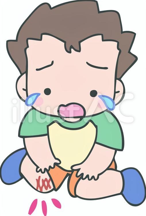 膝小僧を怪我した男の子 怪我,打撲,事故のイラスト素材