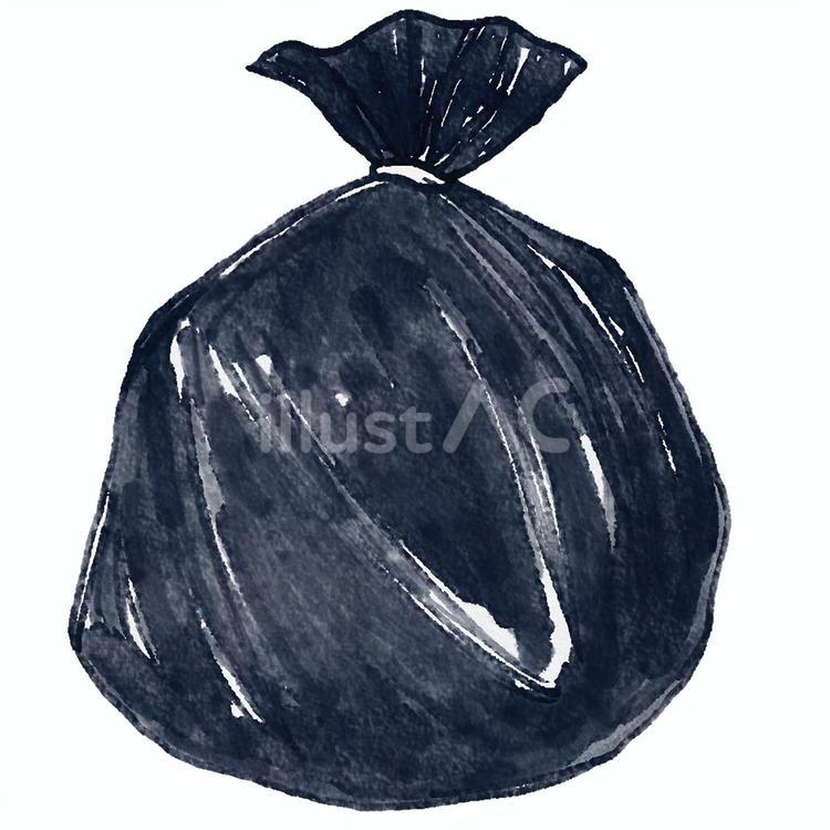 水彩で描いた黒いゴミ袋 ゴミ袋,ゴミ,黒のイラスト素材