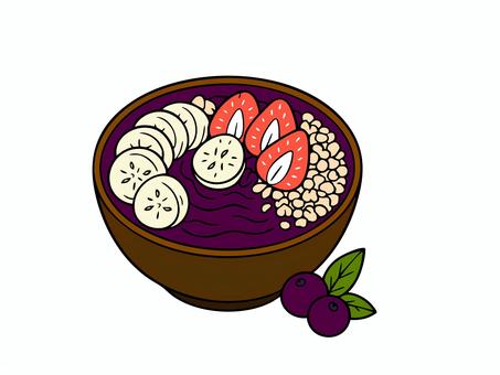 アサイーボウルのイメージイラスト アサイーボウルのイメージイラスト アサイー,バナナ,イチゴのイラスト素材