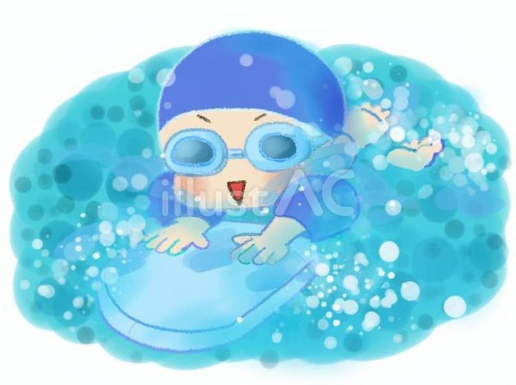 スイミングをする男の子 視覚支援,お支度ボード,絵カードのイラスト素材
