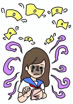 課金中毒の女子学生　カラー