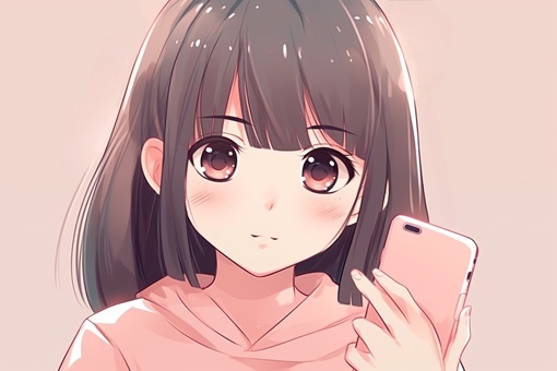 Illustration, girl, tiny, smartphone, 