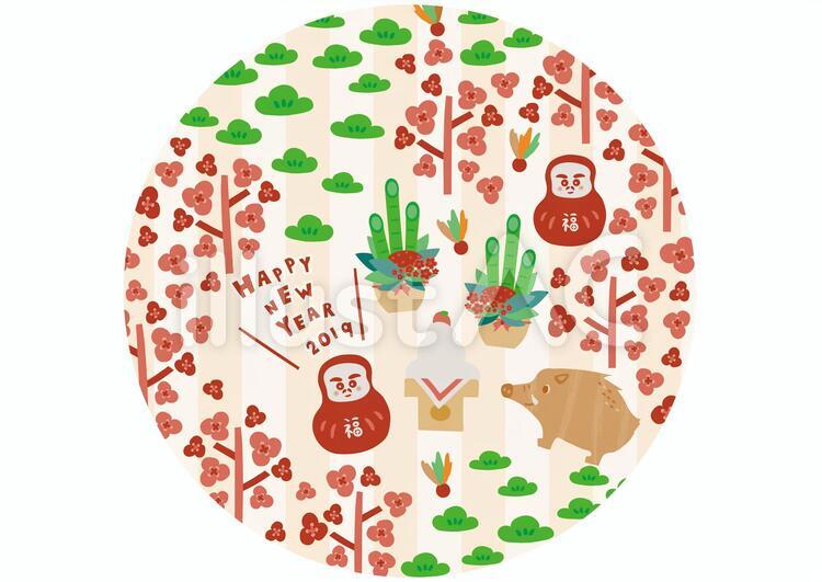 2019年いのししのイラスト 2019年,正月,年賀状のイラスト素材