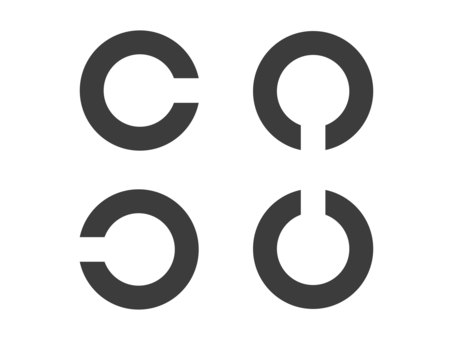 ランドルト環（上下左右）のセット ランドルト環,c,視力,検査,眼科,検診,病院,クリニック,医療,目のイラスト素材