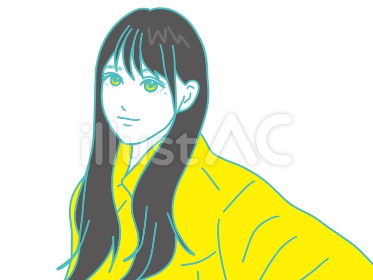 女性　セルフィー　自撮り ロングヘア,女性,自撮りのイラスト素材