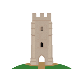 Illustration, glastonbury tor, st. michael&#39;s tower, stone, 